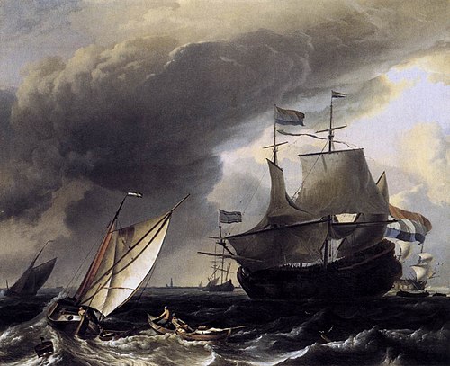 Dutch Vessels on the Sea at Amsterdam, 1700, Ludolf Bakhuizen