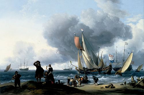 Dutchmen Embarking onto a Yacht, 1670, Ludolf Bakhuizen