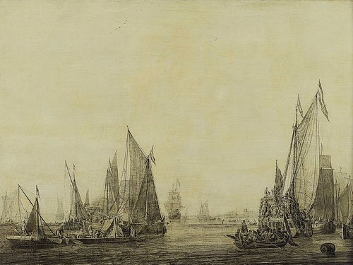 Dutch Shipping in a Harbour, 1697, Ludolf Bakhuizen