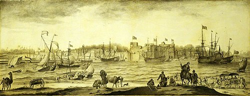 A Dutch settlement in India, 1675, Ludolf Bakhuizen