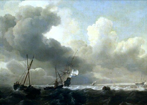 Ships at a coming storm, 1658, Ludolf Bakhuizen