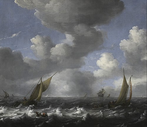 Marine ; Les barques de pêche, 1700, Ludolf Bakhuizen