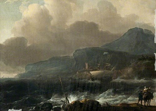 A Dutch Ship Clawing off a High Coast in a Gale, 1700, Ludolf Bakhuizen