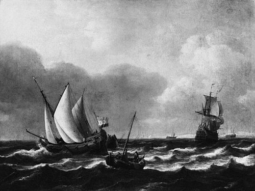 A Dutch States Yacht Beating to Windward off the Coast, and Other Vessels, 1700, Ludolf Bakhuizen