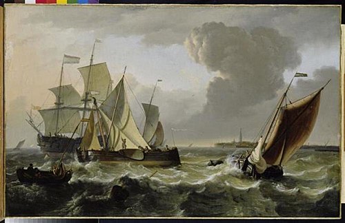 Schips in the roadstead of Enkhuizen, 1680, Ludolf Bakhuizen