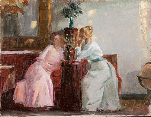 Conversation in the west room, , Michael Peter Ancher