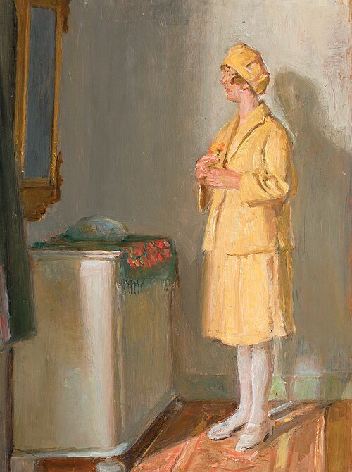 A young woman looking in the mirror., 1920, Michael Peter Ancher