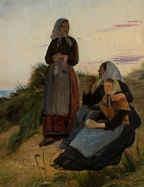 Fishermen's daughters on Sladrebakken. Study., 1878, Michael Peter Ancher