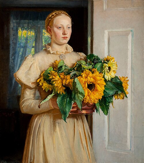Girl with Sunflowers (1893), 1893, Michael Peter Ancher