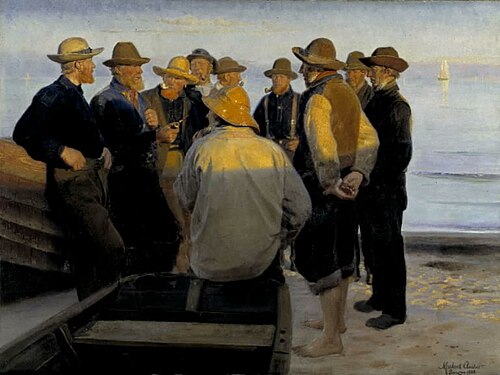 Fishermen by the Sea on a Summer's Evening, 1888, Michael Peter Ancher