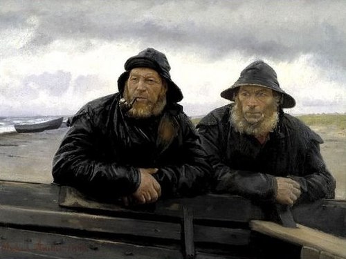 Two Fishermen beside a Boat, 1889, Michael Peter Ancher