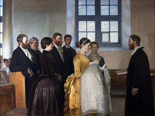 A Baptism, 1888, Michael Peter Ancher
