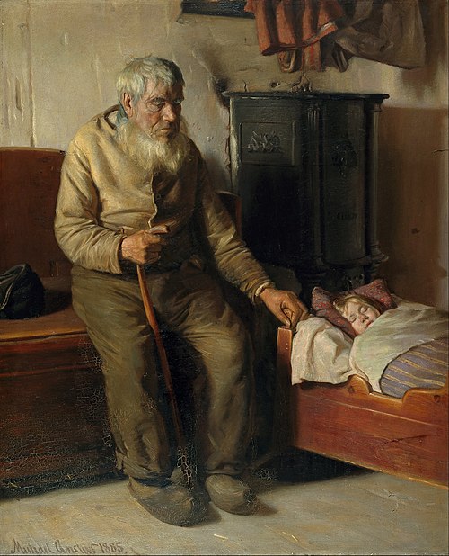 Blind Kristian minding a child, 1885, Michael Peter Ancher