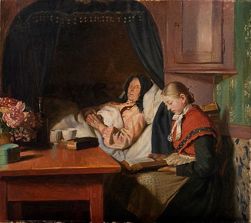 By a sickbed, 1879, Michael Peter Ancher