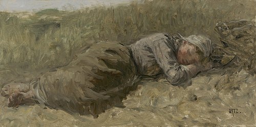 Girl sleeping in the dunes, 1871, Adolphe Artz