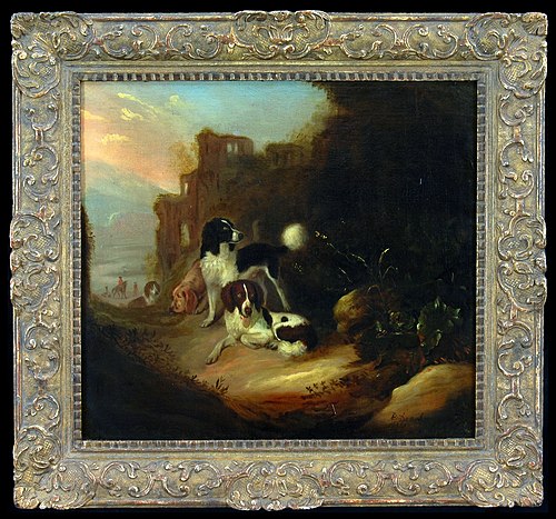 Honden in een landschap, 1697, Adriaen Cornelisz Beeldemaker