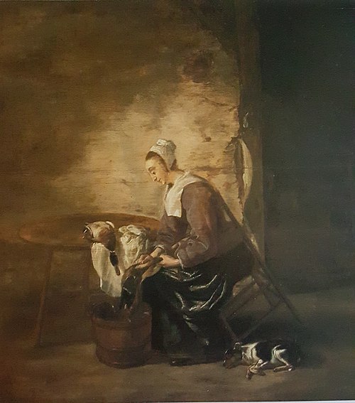 Woman plucking duck, , Adriaen Cornelisz Beeldemaker