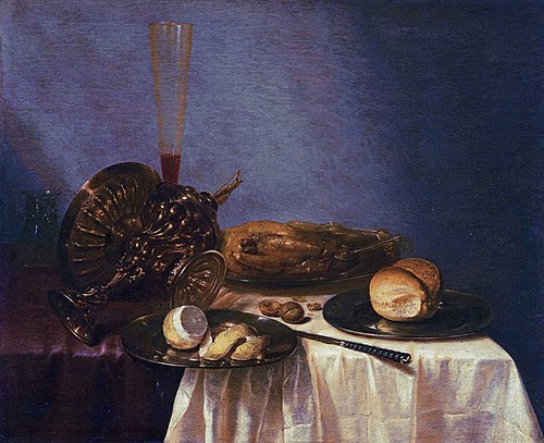 Nature morte au poulet rôti, , Adriaen Jansz. Kraen