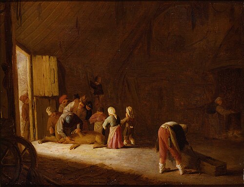 Figuren in een stal, , Adriaen van Eemont