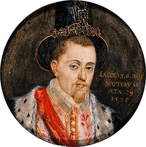 James VI and I, 1566 - 1625. King of Scotland 1567 - 1625. King of England and Ireland 1603 - 1625, 1595, Adrian Vanson