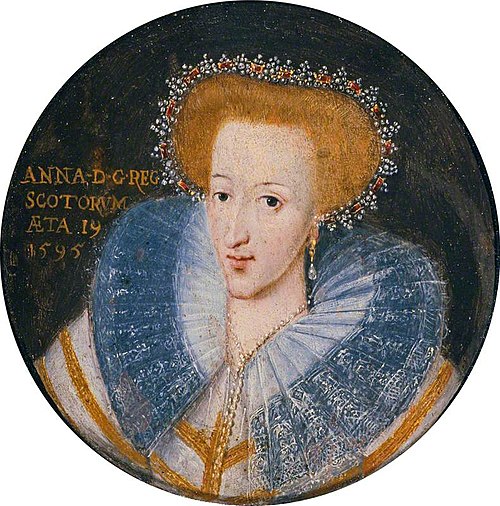 Anne of Denmark, 1574 - 1619. Queen of James VI and I, 1595, Adrian Vanson