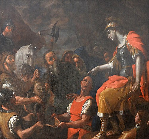 Thomyris faisant plonger la tête de Cyrus dans un vase de sang, 1685, Mattia Preti