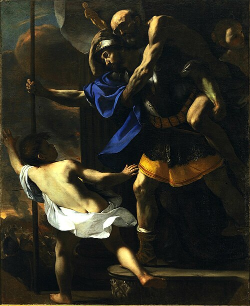 Aeneas, Anchises and Ascanius Fleeing Troy, 1630, Mattia Preti
