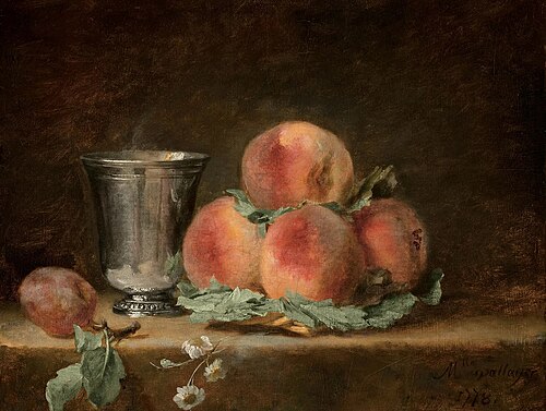 Nature morte aux pêches et gobelet en argent, 1778, Anne Vallayer-Coster