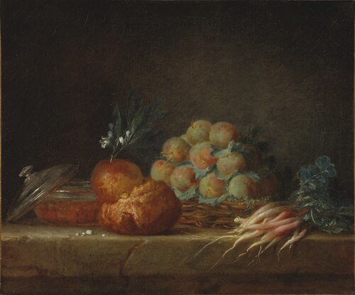 Still Life with Brioche, Fruit and Vegetables, 1775, Anne Vallayer-Coster