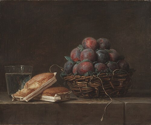 Basket of Plums, 1769, Anne Vallayer-Coster