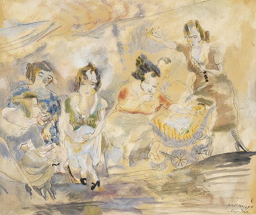 Woman with Baby Carriage, 1919, Julius Mordecai Pincas