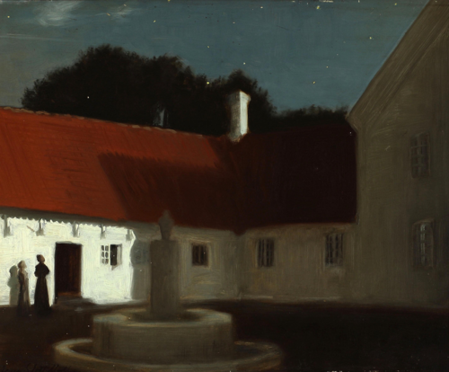 Herregården Bangsbo i måneskin, 1907, Agnes Slott-Møller