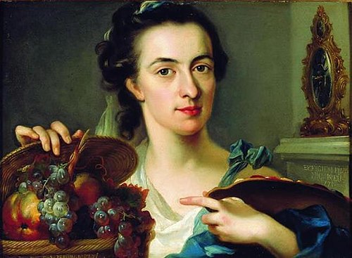Portrait of Catharina Treu with her Still Life with Fruit, 1771, Catharina Treu