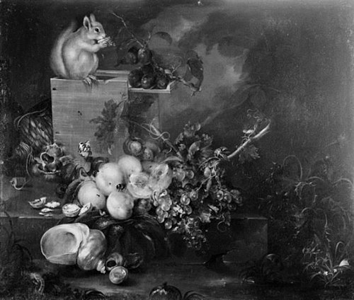 Still Life with Fruit and a Squirrel, 1780, Catharina Treu