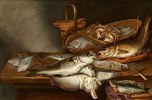 Still Life with Saltwater Fish, 1656, Pieter van Schaeyenborgh