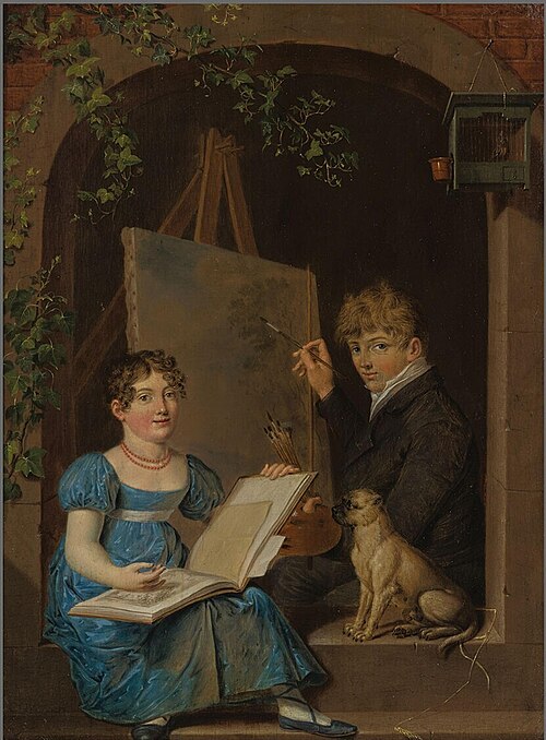 De twee oudste kinderen van de schilder, 1810, Cornelis Bakker