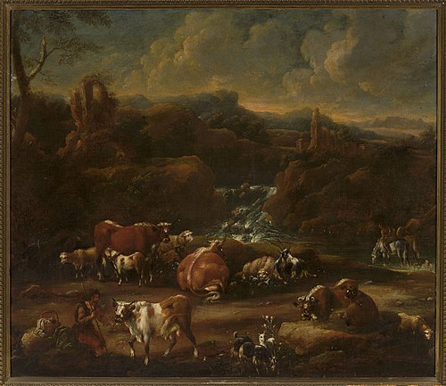 Herd in the mountains, , Philipp Peter Roos