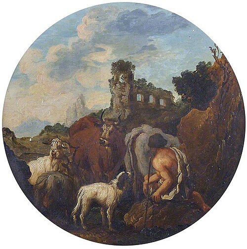 Rustic Landscape with Shepherd and Animals, , Philipp Peter Roos