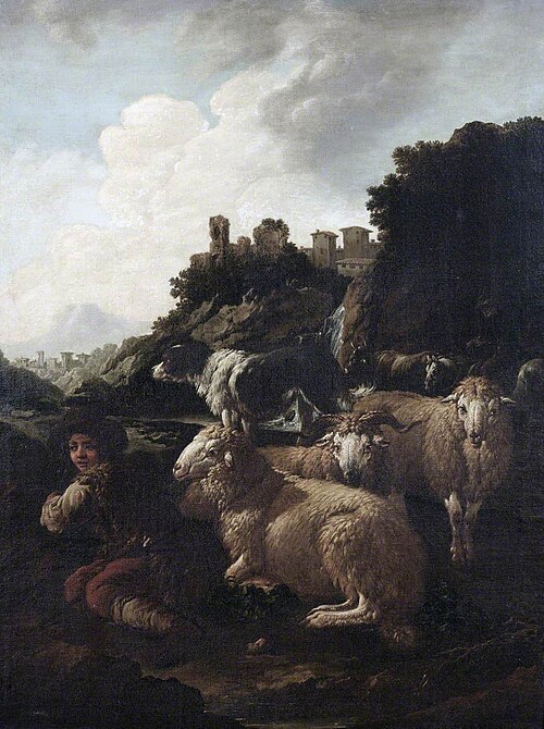 Landscape with Shepherd Boy and Sheep, , Philipp Peter Roos