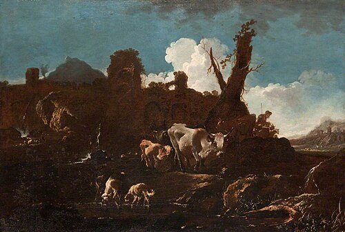 Cattle in an Italian Landscape, , Philipp Peter Roos