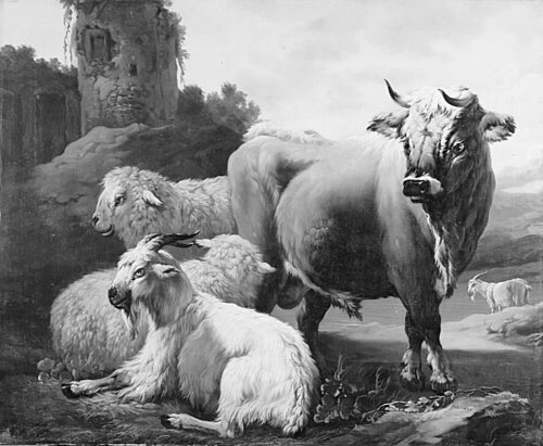 Landscape with a Bull, Sheep and Goats, 1688, Philipp Peter Roos