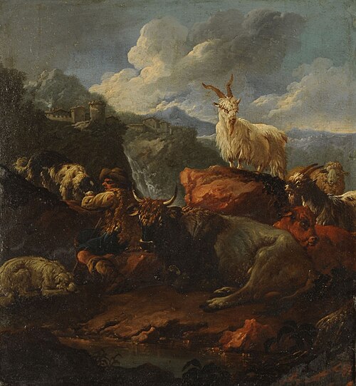 Shepherd and animals in a landscape, 1650, Philipp Peter Roos