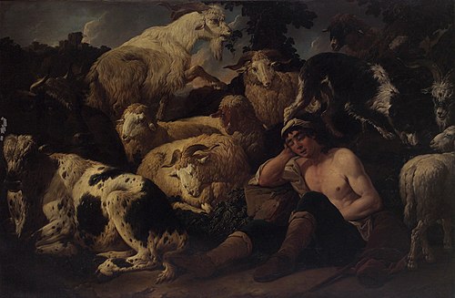 Herde mit schlafenden Hirten, , Philipp Peter Roos