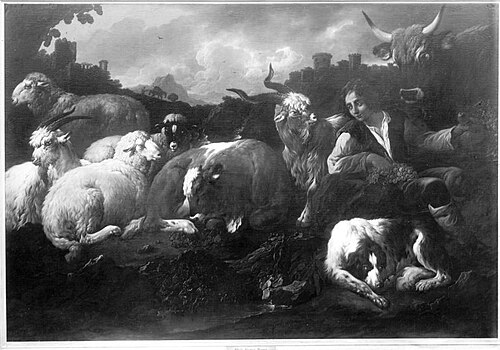 Ruhende Herde mit Hirten, 1681, Philipp Peter Roos