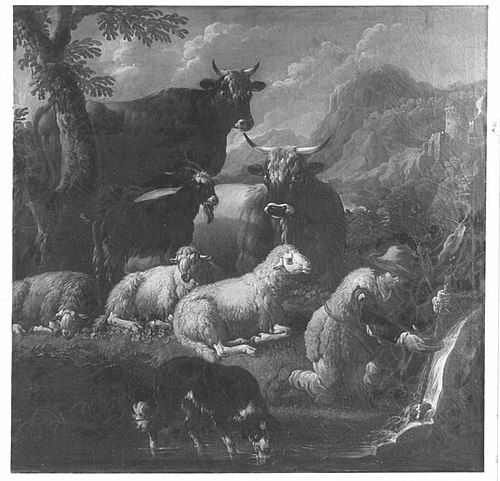 Landschaft mit Vieh und Hirt, 1681, Philipp Peter Roos