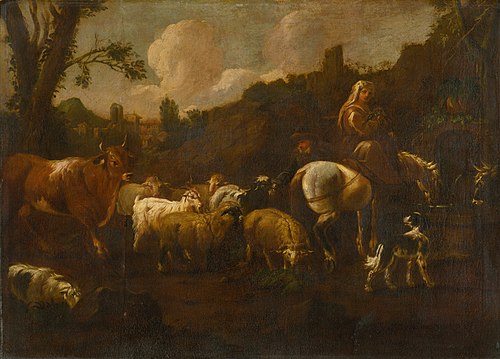 Napájanie stáda, 1680, Philipp Peter Roos