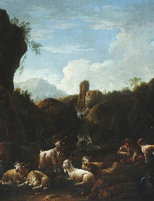 A Goatherd and his Flock, 1691, Philipp Peter Roos