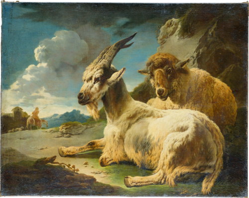 Sheep and Goat in a Rocky Landscape,, , Philipp Peter Roos