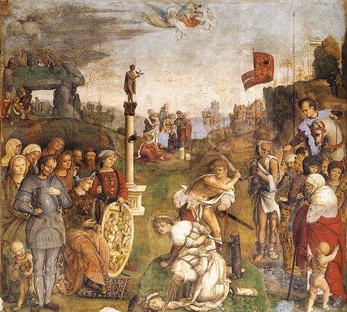 Legend of Sts Cecilia and Valerian, Scene 5: Martyrdom of Saints Valerianus and Tiburzio, 1505, Amico Aspertini