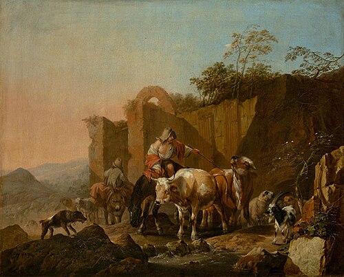 Landscape with a Herd at a Watering Place, 1666, Johann Heinrich Roos